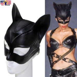 Cat Woman Face Latex Mask Cosplay Batman Catwoman Costume Props Halloween